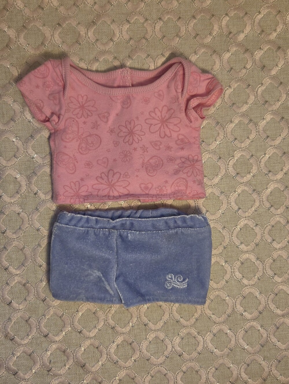American Girl Truly Me Meet Tee + Gymnastics Shorts Set Pink + Purple, Retired